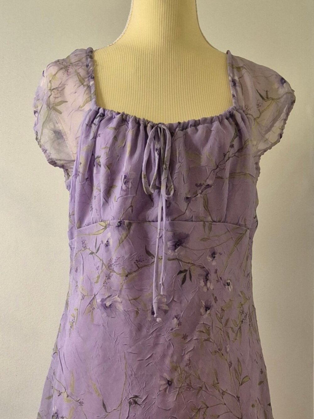 Vintage City Triangles Y2K Floral Midi Dress Sheer Overlay Fairycore Cottagecore